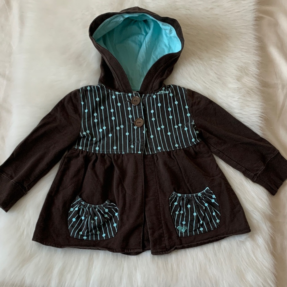 Roxy Kids Brown Jacket with Blue Accents 100% Cotton